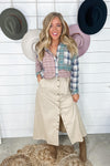 Time To Twirl- {Blush & Sand} Button Down Maxi Skirt
