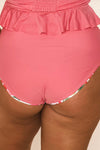 Welcome To Paradise- PLUS White & Pink Floral Mid-Rise Reversible Swim BOTTOMS