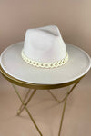 Match Made In Heaven- {Black, Cream & Tan} Wide Brim Hat w/ Matte Chain Detail