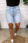 The Charlie's- {Light OR Dark Wash} Distressed Shorts w/ Frayed Hem