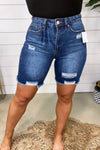 The Charlie's- {Light OR Dark Wash} Distressed Shorts w/ Frayed Hem